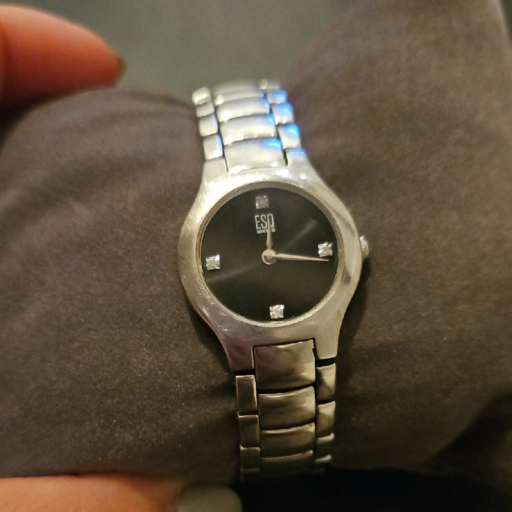 Vintage ESQ Silver and Black Watch